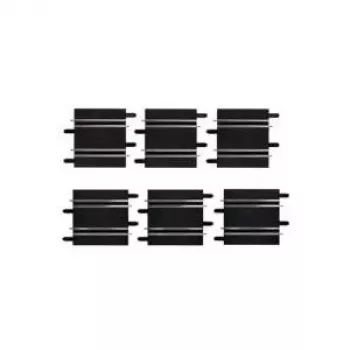 Track Parts CARRERA taisnie ceļa posmi — 3×100 mm + 3×114 mm, melni, 6 gabali