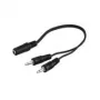 Wentronic Goobay 3,5 mm jack adaptera kabelis, melns, 0,2 m - 3,5 mm ligzda (3 kontaktu, stereo) > 2x 3,5 mm spraudnis (2 kontaktu, mono) (50472)
