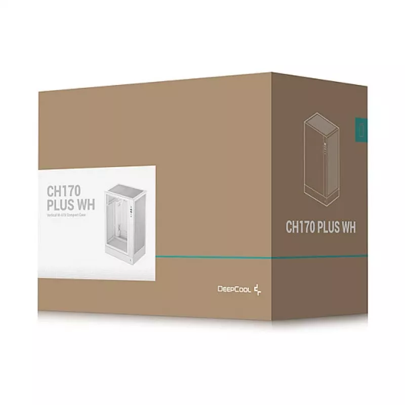DeepCool CH170 PLUS WH Midi Tower datora korpuss, Micro ATX, bez barošanas avota, 4 paplašinājumu slotu, baltā krāsā