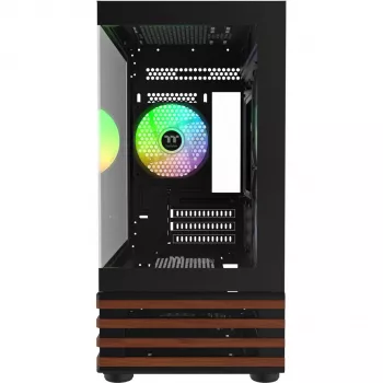 PC Micro korpuss Thermaltake View 170 WS ARGB — Micro-ATX, melns, 2x 120 mm sānu + 1x 120 mm aizmugures ventilatori, 2.5/3.5 collu HDD