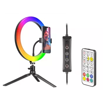 Ring lampa RGB 26cm ar statīvu