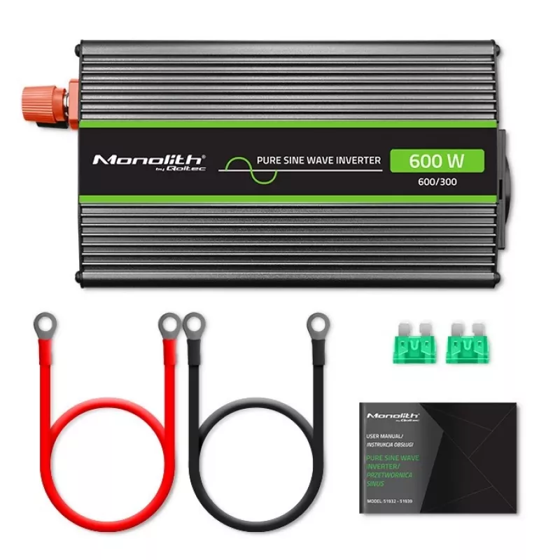 Qoltec Monolith invertors barošanas avots Auto 600 W 12 V