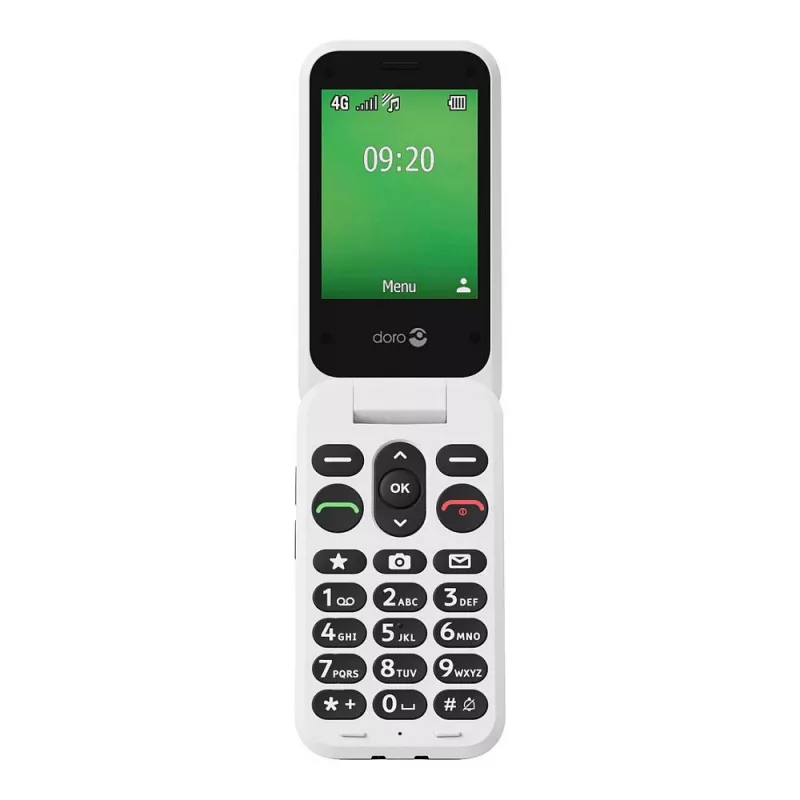 Doro Leva E22 saliekamais telefons, 2.8 collu (7.11 cm) ekrāns, Single SIM, 0.3 MP kamera, 1150 mAh, 127.8 g, Sarkans/Balts