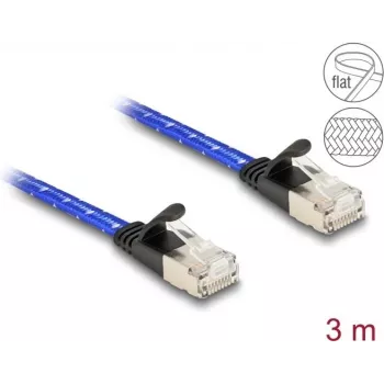 DeLOCK RJ45 Flat Cat.6A 3m Zils tīkla kabelis