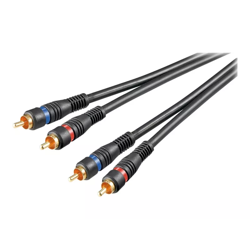 Wentronic Goobay audio kabelis - kompozīta audio - RCA (S) uz RCA (S) - 1,5 m - dubultā ekranēts koaksiālais kabelis - melns (50032)