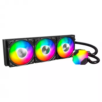 Montech Hyper Flow ARGB 360 mm Melns — AIO ūdens dzesēšana, 360 mm radiators, ARGB, slēgtā cikla CPU dzesētājs