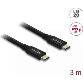 DELOCK 81708 USB koaksiālais kabelis 20 Gbps ar PD 3.0 60 W
