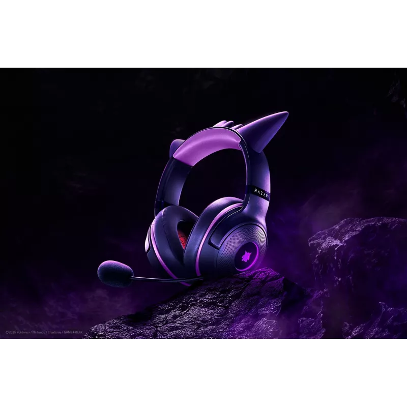 Razer Kraken Kitty V2 - Pokemon Gengar Ed. Galvas austiņas Vadu galvas saite Gaming USB Type-A Rozā