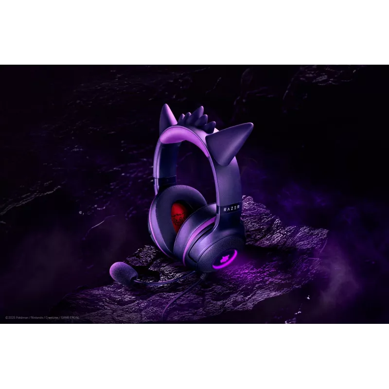 Razer Kraken Kitty V2 - Pokemon Gengar Ed. Galvas austiņas Vadu galvas saite Gaming USB Type-A Rozā