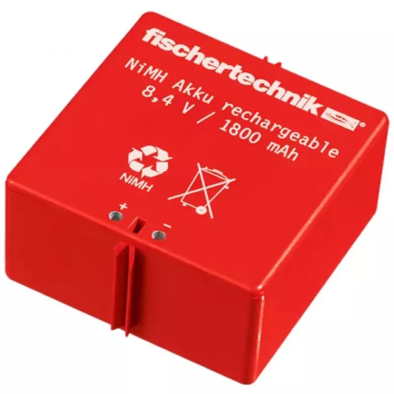 Fischertechnik 34969 akumulatoru komplekts ar lādētāju, NiMH 1,8 Ah, sarkans
