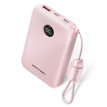 Power bank Vention FKAP0-C 10000 mAh, 2× USB-C + 1× USB-A, 22,5 W, Rozā