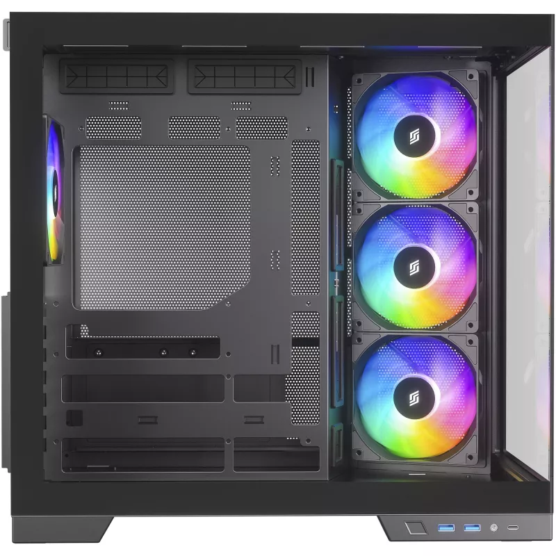 Silentware View A-RGB Black PC korpuss VIEWBLACK — vidējais tornis ar A-RGB apgaismojumu