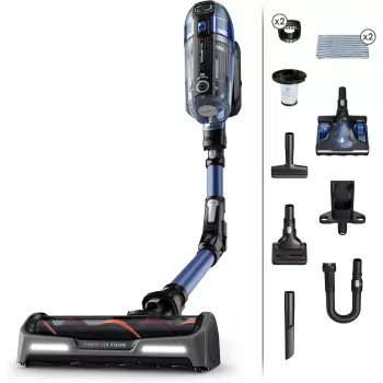 Rowenta X-Force RH99C0 2-in-1 stieņa putekļsūcējs bezvadu, sauss, bez maisa, 0.9 L, 480 W, melns, zils