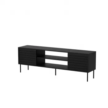 TV skapis cama meble CORTINA EF 180×40×60 cm, melns, skaidu plātnes virsma, melns rāmis