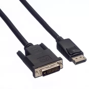 Roline video kabelis DisplayPort (vīriešu) uz DVI-D (vīriešu) - 2 m - ar skrūvēm - melns