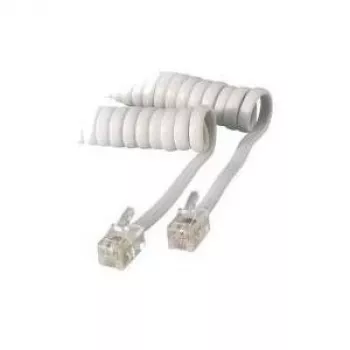 S/CONN 4m RJ10 caurspīdīgi balts telefona spoles vads