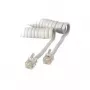 S/CONN 4m RJ10 caurspīdīgi balts telefona spoles vads