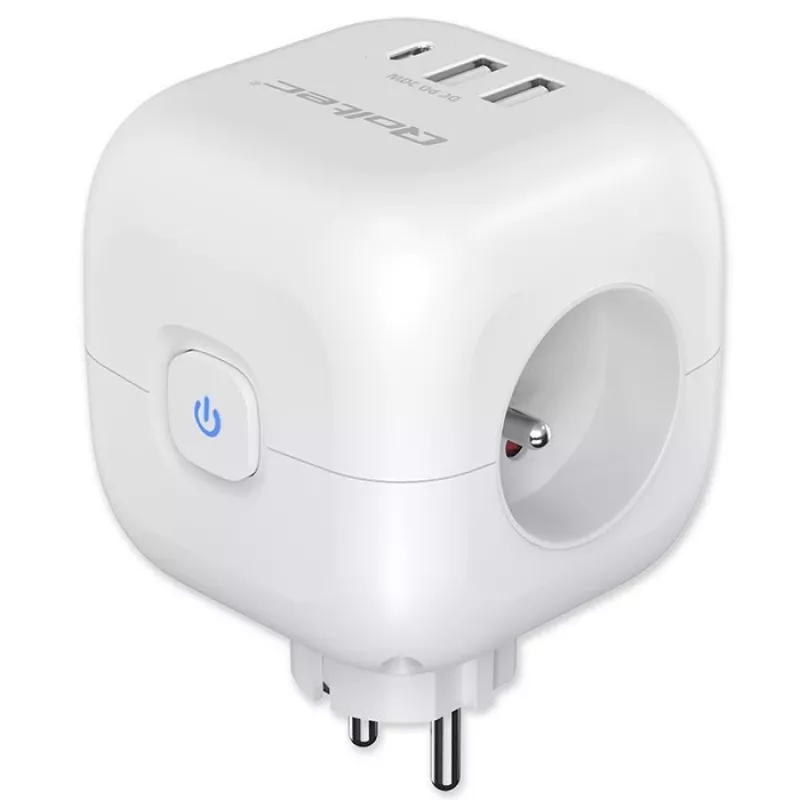 Pagarinātājs QOLTEC 52548 ar 3×AC kontaktligzdām un USB portu
