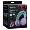 Defender FreeMotion B651 63651 bezvadu austiņas, uzliekamas uz ausīm, Bluetooth 5.3, RGB fona apgaismojums, 20–20000 Hz, 105 dB, USB-C, AUX, baltā krāsā