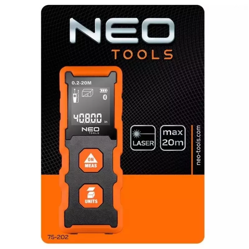 NEO Tools 75-202 lāzera attāluma mērītājs, 20 m