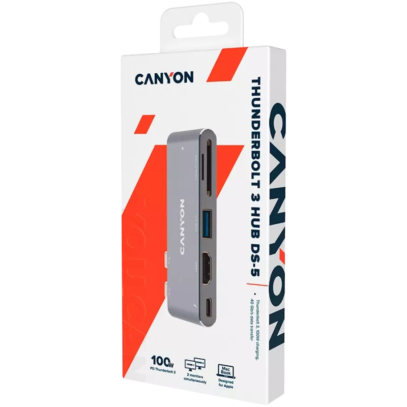 CANYON DS-5 5in1 Thunderbolt 3 4k Space Grey centrmezgls