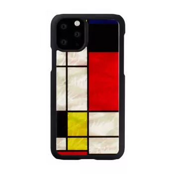 iKins aizsargmaciņš iPhone 11 Pro Mondrian melns — cietais korpuss, precīzi izgriezumi