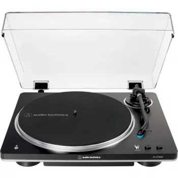 Audio-Technica AT-LP70XBTBS, atskaņotājs melns/sudrabs, iebūvēts fono priekšpastiprinātājs, Bluetooth, pilnībā automātisks, siksnas piedziņa