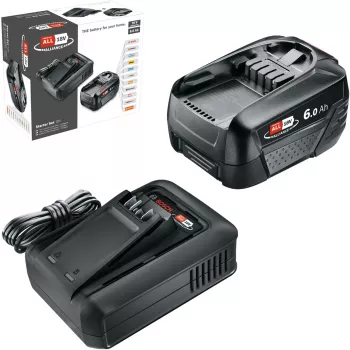 Bosch 18 V 6.0 Ah akumulatora startera komplekts ar lādētāju AL18-44