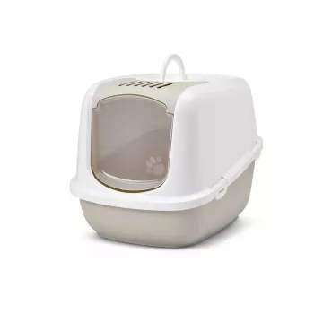 Slēgtā kaķu tualete Savic Nestor Jumbo, plastmasa, 66.5×48.5×46.5 cm, Coffee/White