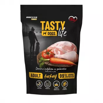 Slapjā suņu barība BIOFEED Tasty Life tītars 90% gaļa, pilnvērtīga barība, 500 g