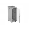 19 collu 32U LANBERG stāvošs skapis 600×800 mm pelēks ar stikla durvīm un LCD (Flat Pack)