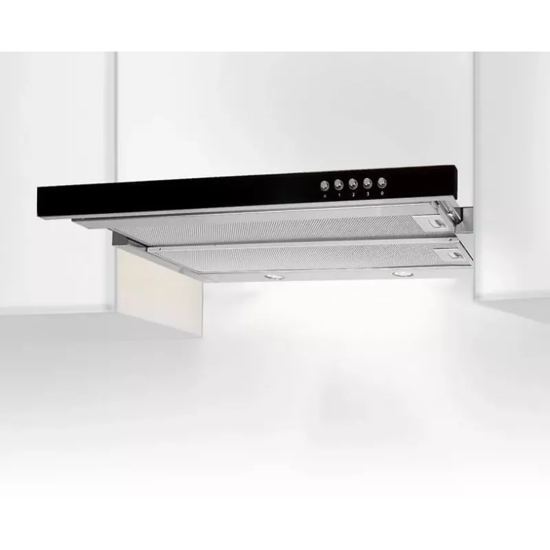 Tvaika nosūcējs Akpo WK-7 Light Glass 50, nerūsējošais tērauds/melns, iebūvējams zem skapja