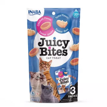 Slapjie kaķu gardumi INABA Juicy Bites Vistas gaļa un Tuncis 3 x 11 g paciņas, bezgraudu, olbaltumvielas 24%, mitrums 71%