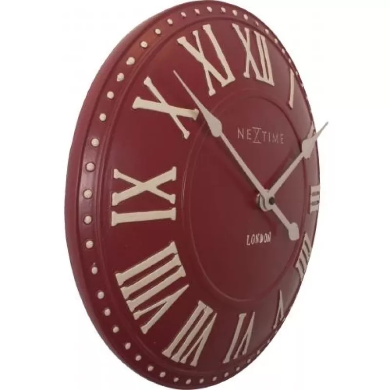 NeXtime klok 3083ro London Roman, Ø34.5 cm, sienas, sarkans/balts