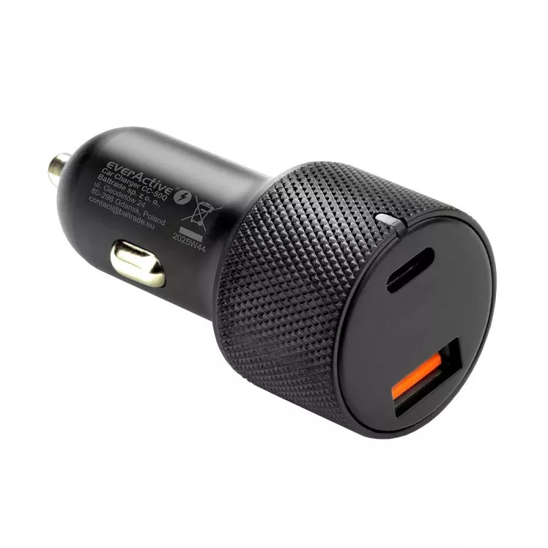Auto lādētājs everActive CC-50Q QC3.0 75W ar Quick Charge 3.0 atbalstu un USB portiem