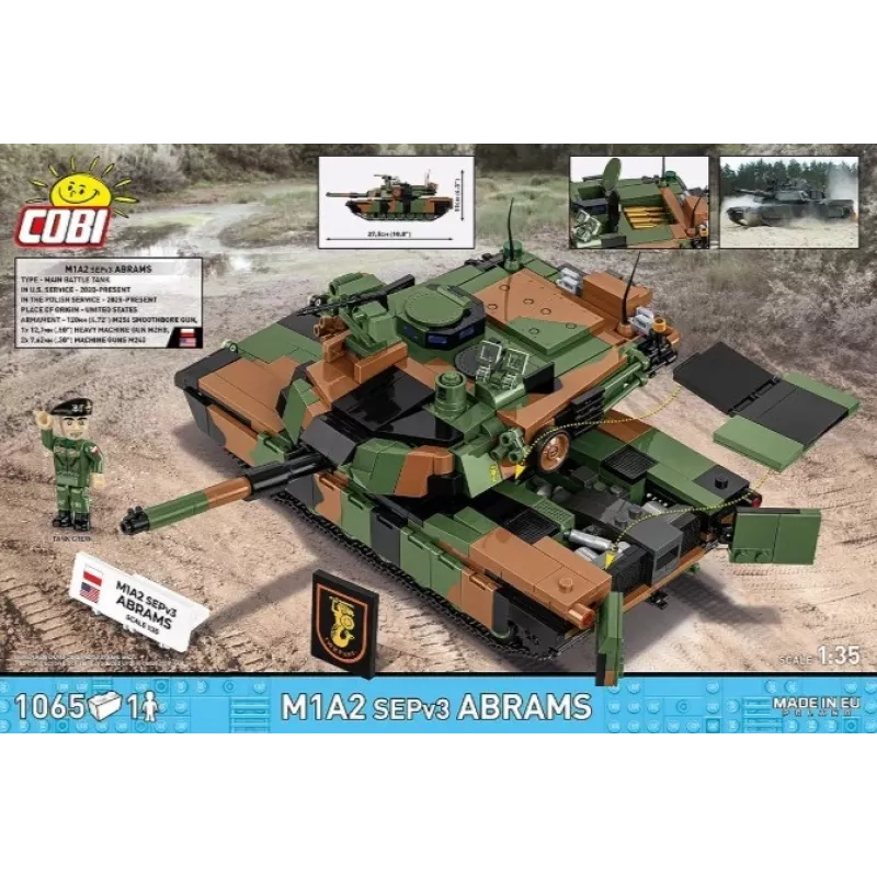 Konstruktors Cobi M1A2 SEPV3 Abrams ar 1065 klucīšiem
