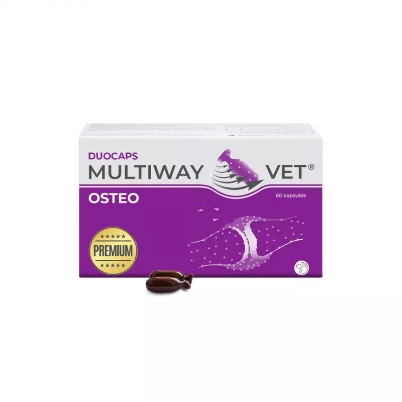 Softgela kapsulas JM Sante Multiway Vet Duocaps Osteo — locītavu atbalsts pieaugušiem suņiem un kaķiem, 150 g iepakojums