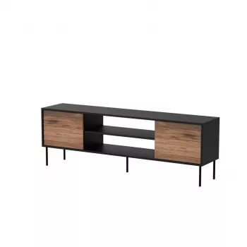 TV skapis CORTINA 180×40×60 cm, melna virsma, valrieksta rāmis