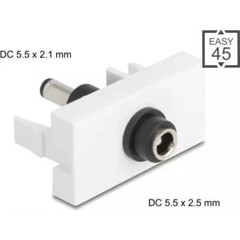 Savienotājs DELOCK Easy 45 modulis DC 5.5×2.5 mm uz DC 5.5×2.1 mm, 90864