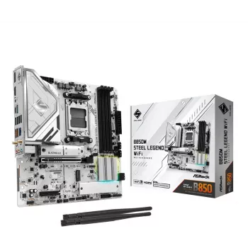 Mātesplate ASRock B850M Steel Legend WiFi — AMD B850, Socket AM5, microATX, DDR5, 4 DIMM, Wi‑Fi 7, 2.5Gb LAN