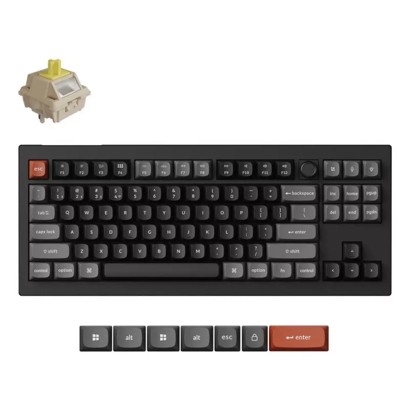 Mehāniskā tastatūra Keychron V3 Ultra 8K — vads & Bluetooth, QWERTY izkārtojums, RGB LED, melna