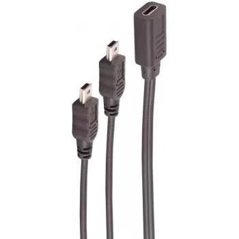 USB kabelis ShiverPeaks BS13-20022 0.3m USB C – Mini-USB B Melns