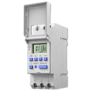 DIN sliedes elektroniskais taimeru slēdzis QOLTEC 50983, ar bateriju, automātikas shēmām