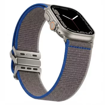Rokas siksniņa GUAN premium Apple Watch 42/44/45/46/49mm — Pelēkzila, saderīga ar 1.–3. sēriju