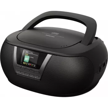 Sencor SPT 6200DB melns boombox ar CD/MP3 atskaņotāju un radio, DAB+/FM, Bluetooth, USB, AUX, 3 W