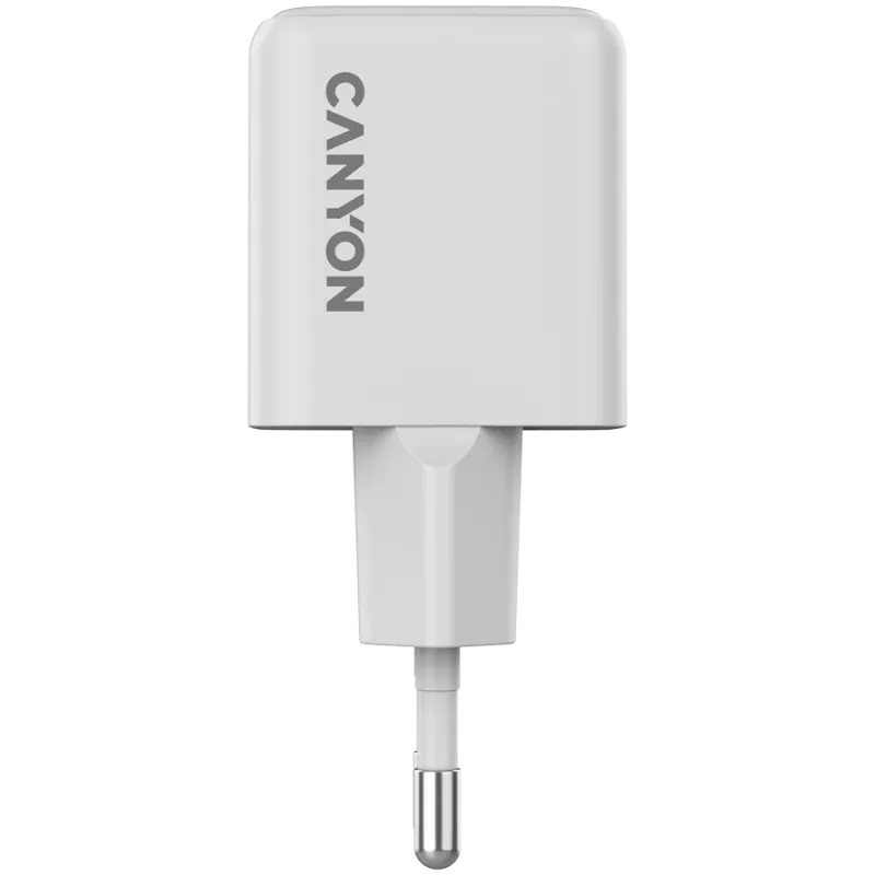 Canyon CU20AC GaN 20W PD lādētājs, 2 porti (USB-A/USB-C), balts