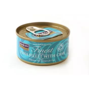 Slapjā barība kaķiem FISH4DOGS Tuncis ar krabi 70 g — konservs