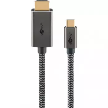 Pīts USB-C uz HDMI adaptera kabelis, 4K/60Hz, melns/sudrabs, 2m