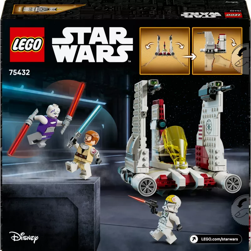 LEGO Star Wars V-19 Torrent Fighter 75432 būvēšanas komplekts — 567 detaļas, 3 minifigūras, spēles un izstādes modelis