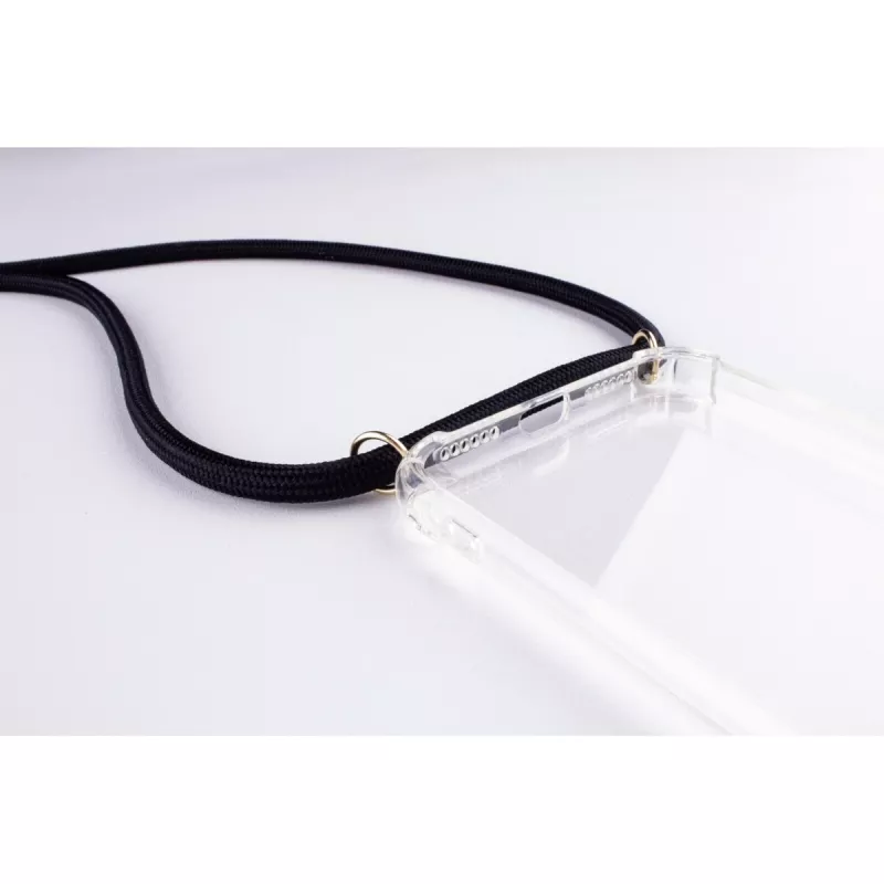 Phone necklace maciņš Lookabe iPhone 7/8 Plus — zelta ķēde, melns maciņš